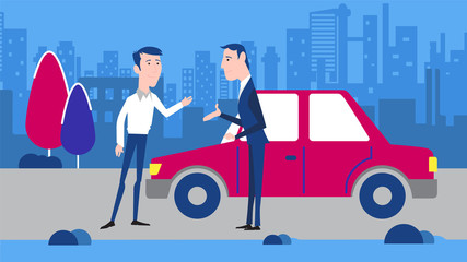 meeting two friends after work vector illustration