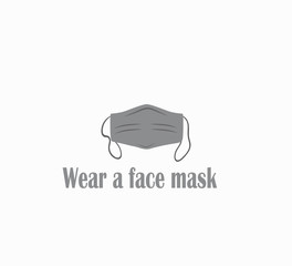 Flat design medical face mask prevention. Prevention of a coronavirus pandemic - wear a mask on your face.