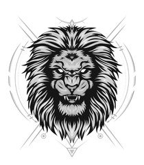 Angry lion king head logo