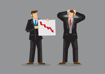 Businessmen Feel Stressful Over Declining Business Cartoon Vector Illustration