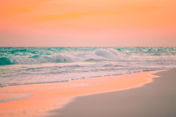 Fototapeta na wymiar Amazing beautiful sunset on an exotic caribbean beach