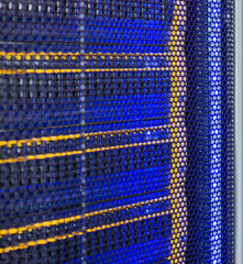 Fototapeta na wymiar Datensicherung Festplatten für ein Blade Enclosure im Rechenzentrum - Bladecenter Netzwerk in einem Server-Rack 