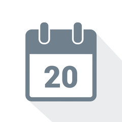 simple calendar icon 20 on white background vector illustration EPS10