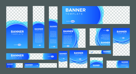 set of creative web banners of standard size with a place for photos. Business ad banner. Vertical, horizontal and square template. vector illustration EPS 10
