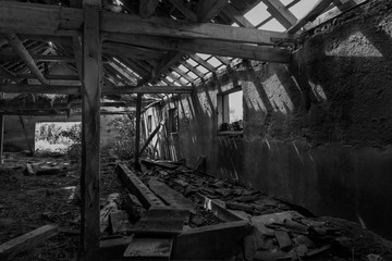 Ruine, Alt, Haus, heruntergekommen, Stall, lost place