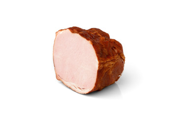 Smoked pork meat isolated on white background.