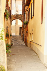 Beautiful Italian street of  small old provincial town