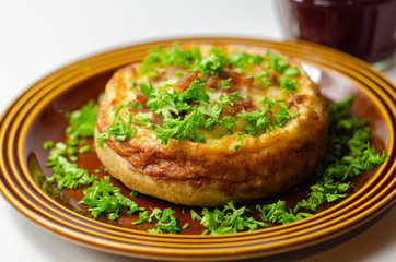 Quiche Lorraine, smoked bacon with medium  and mature cheddar cheese and egg quiche filling in a shortcrust pastry