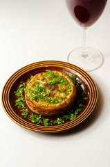 Quiche Lorraine, smoked bacon with medium  and mature cheddar cheese and egg quiche filling in a shortcrust pastry