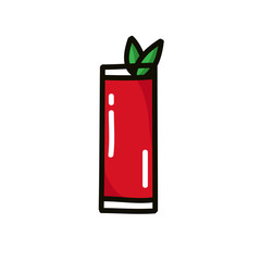 bloody mary cocktail doodle icon, vector illustration