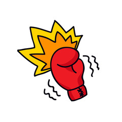 boxing glove doodle icon, vector illustration