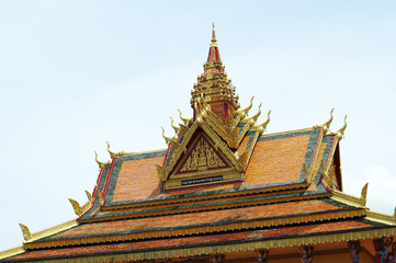 Fototapeta premium Textured roof of an old Buddhist temple