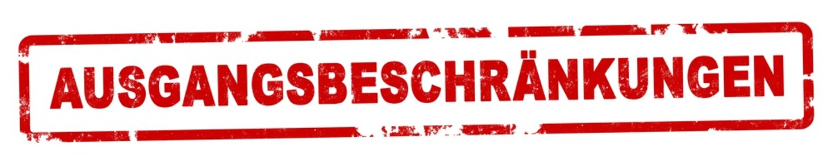 nlsb1409 NewLongStampBanner nlsb - german label / banner - Schild mit der Stempel Aufschrift: Ausgangsbeschr&auml;nkungen - new-version - 5zu1 xxl g9312