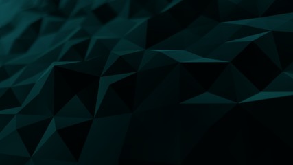 Dark blue green abstract background wallpaper low poly triangles geometric shapes. romantic mood backdrop texture design render