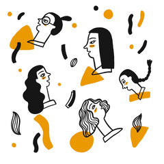 Hand drawing face of woman