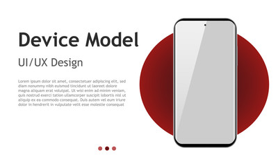 Smartphone blank screen, phone mockup with red circle. Device model. Modern template for infographics or presentation UI/UX design interface. Vector illustration