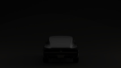 Obraz na płótnie Canvas Powerful Black Muscle Car Black Background 3d illustration 3d render