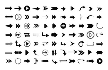Arrow icon. Big set of vector flat arrows. Arrow vector collection. Arrow. Cursor. Modern simple arrows. 
