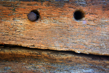 Obraz premium altes Holz, Ruine, Nagel