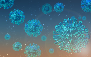 Fototapeta na wymiar Coronavirus COVID-19, chinese virus 2019-nCoV. 3D Rendering