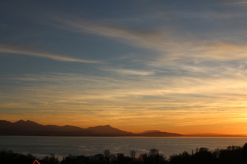 Sunset on the Leman lake in Switzerland