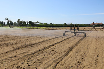 industrial automatic irrigation system on the Wide cultivated fi