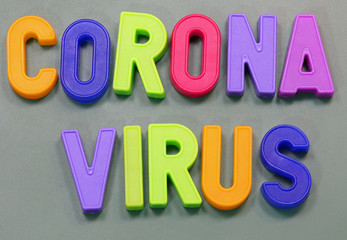 Magnetic letteres with text Corona Virus