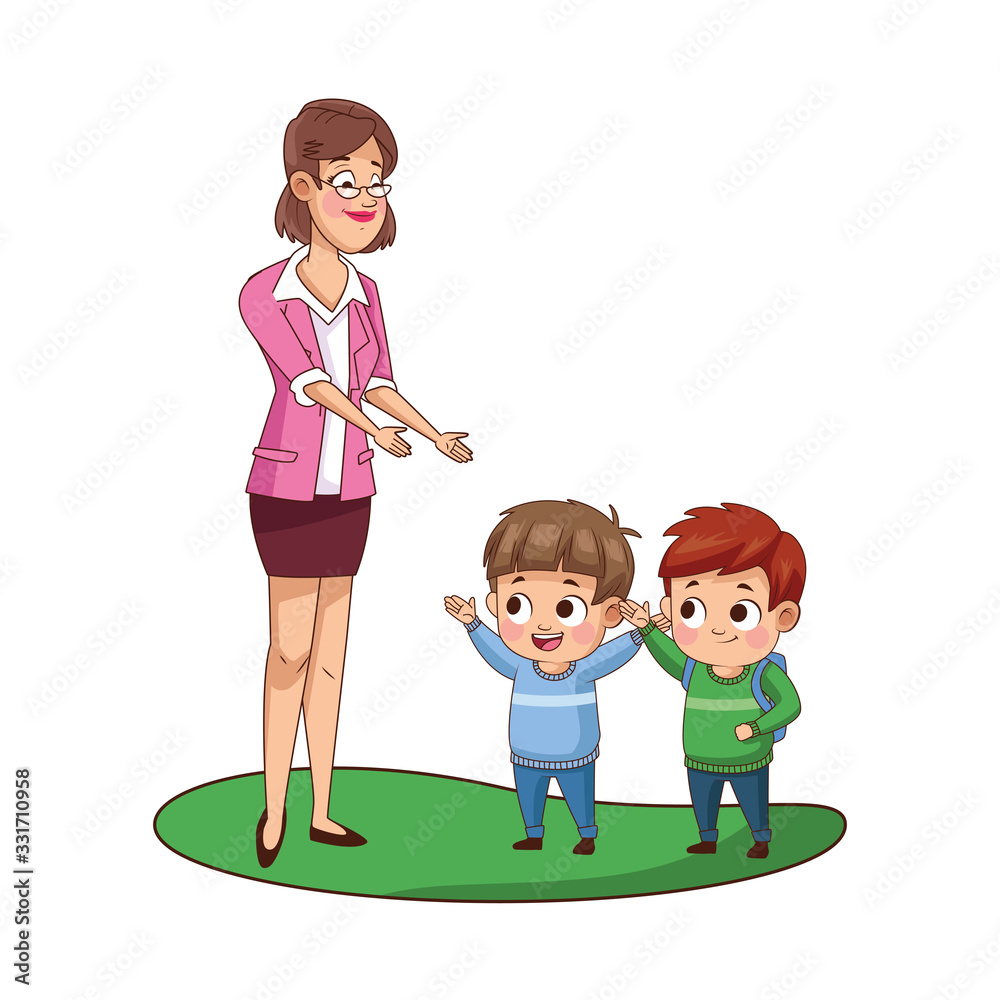 Canvas Prints cute little boys with teacher avatars characters