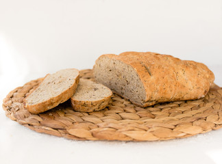 homemade bread on a wicker stand