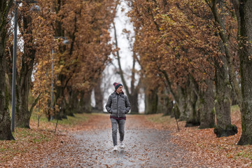 Fototapeta premium Paseos urbanos bajo arboles en otoño