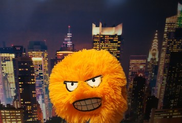 coronavirus on the background of urban buildings