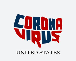 United States Coronavirus Word in Map. America Coronavirus Map Letters. Community Spreading Controlling Virus Prevention Campaign. Cover Banner Background