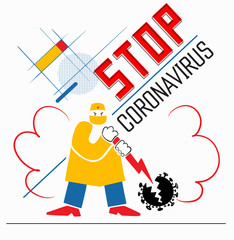 Fototapeta premium Stop Coronavirus, 1920-s style banner