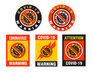 Sticker Сoronavirus COVID-19 warning attention