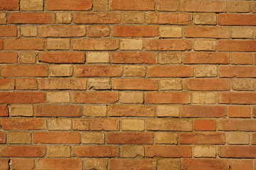Old red brick wall background. Afternoon Lighting