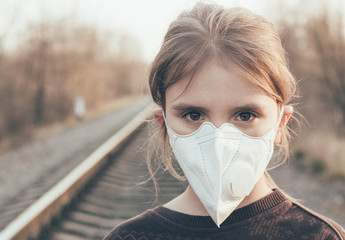  borders are closed, dangerous virus, dangerous virus that people get sick, girl in a respirator on...
