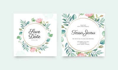 Floral watercolor on wedding card template