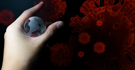 blood dna of nCov covid-19 structure coronavirus crisis outbreak pandemic biohazard cell atom...