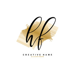 H F HF Initial logo template vector. Letter logo concept