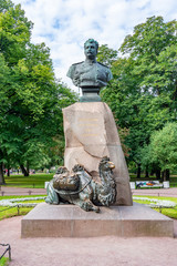 Nikolay Przhevalsky monument in Alexander garden, Saint Petersburg, Russia - obrazy, fototapety, plakaty