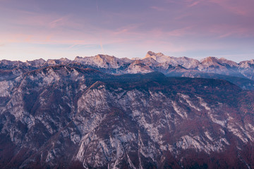 Majestic view of Triglav mountains Slovenia. Autumn time in Europe. - 331718544
