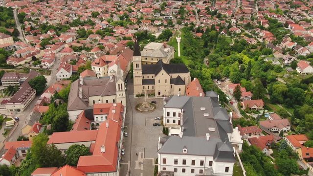 Aerial video of Castle of Veszprem 