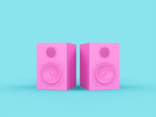 3D rendering Pink speakers isolated on blue background