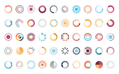 loading circles flat style icon set vector design