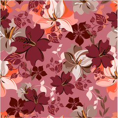 Vector spring abstract background flowers seamless pattern