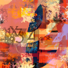 Modern abstract collage with grunge and textured elements and forms
