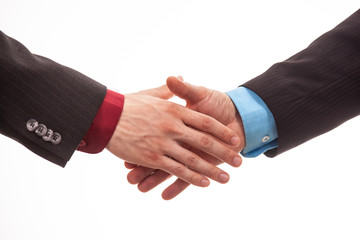 Business handshake in isolated white