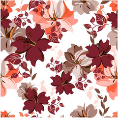 Vector spring abstract background flowers seamless pattern