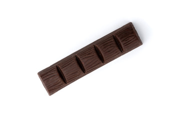 Dark chocolate bar with peanut isolated on white.