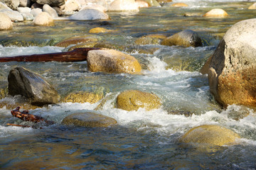 water flowing over rocks